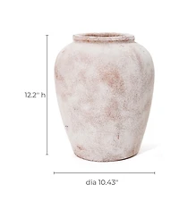 LuxenHome Marble Brown and White 12.4-Inch Tall Terracotta Vase