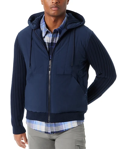 Bass Outdoor Men's Mixed Media Zip-Front Hooded Sweater Jacket