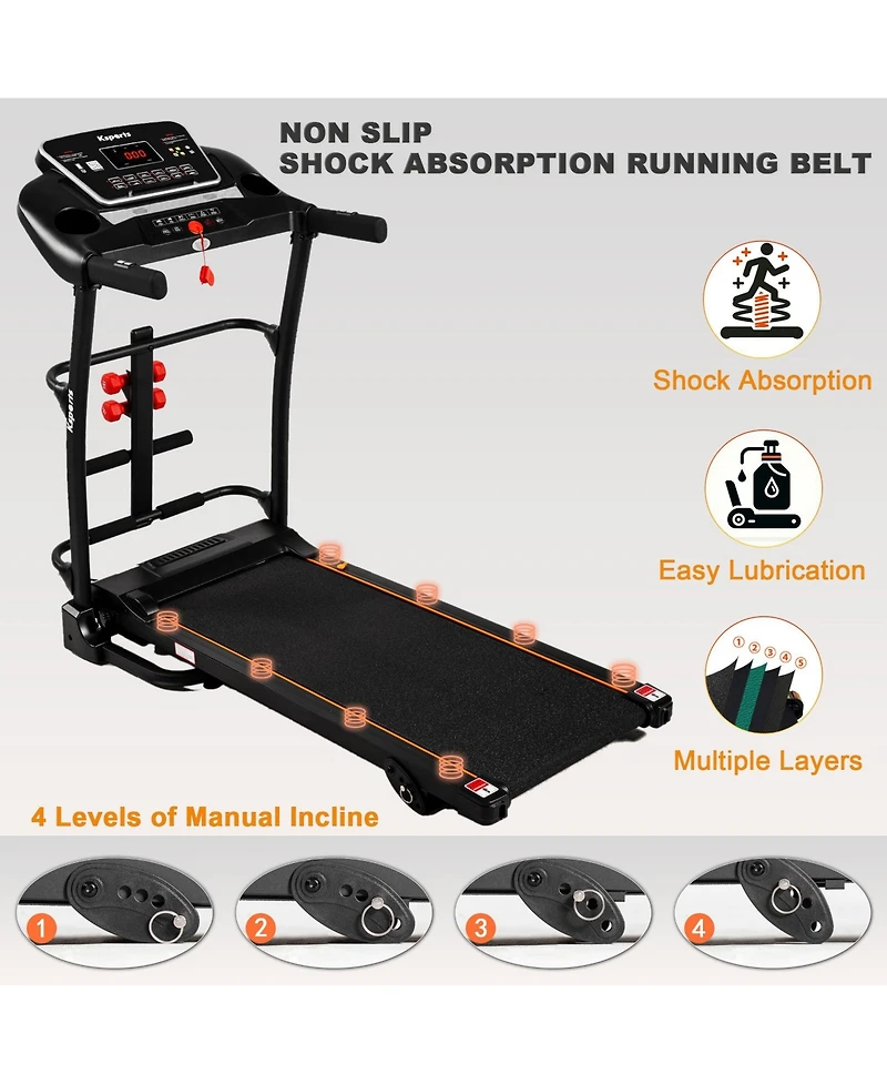 Ksports 16 Inch Wide Foldable Home Treadmill w/ Bluetooth & Fitness Tracking App