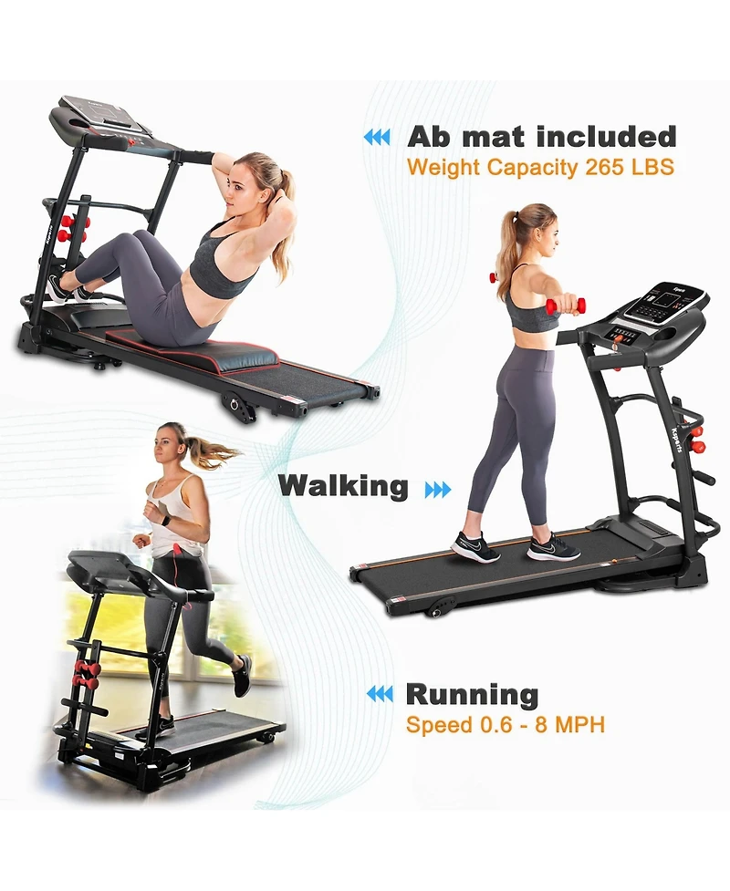 Ksports 16 Inch Wide Foldable Home Treadmill w/ Bluetooth & Fitness Tracking App
