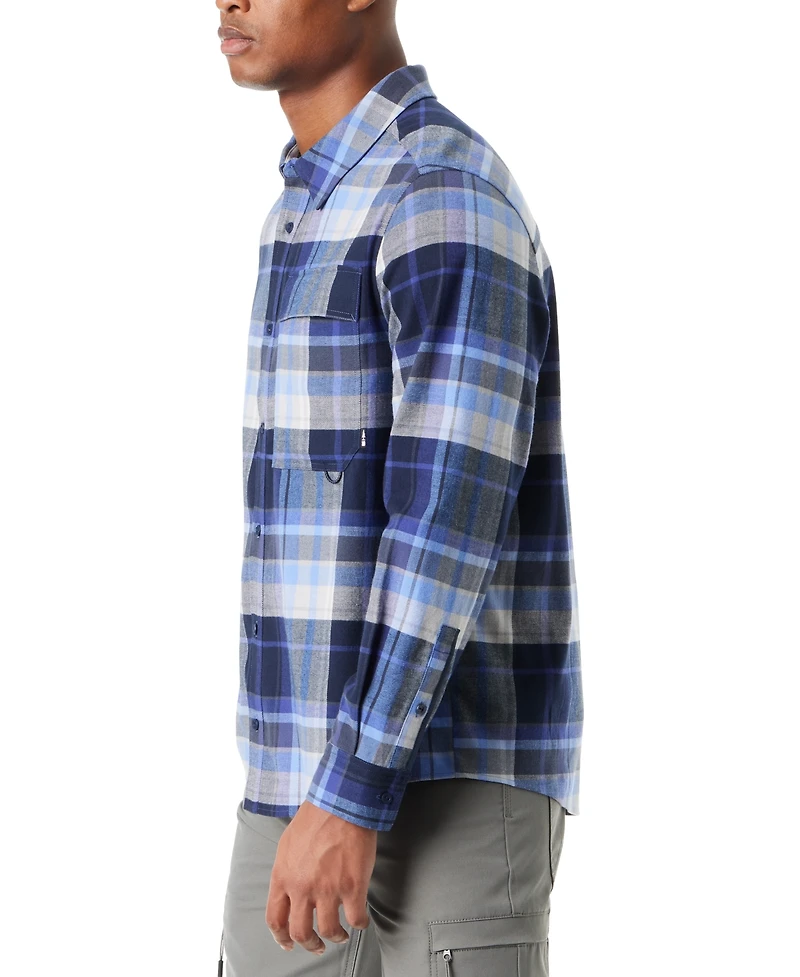 Bass Outdoor Men's Classic Fit Plaid Button-Front Stretch Flannel Shirt