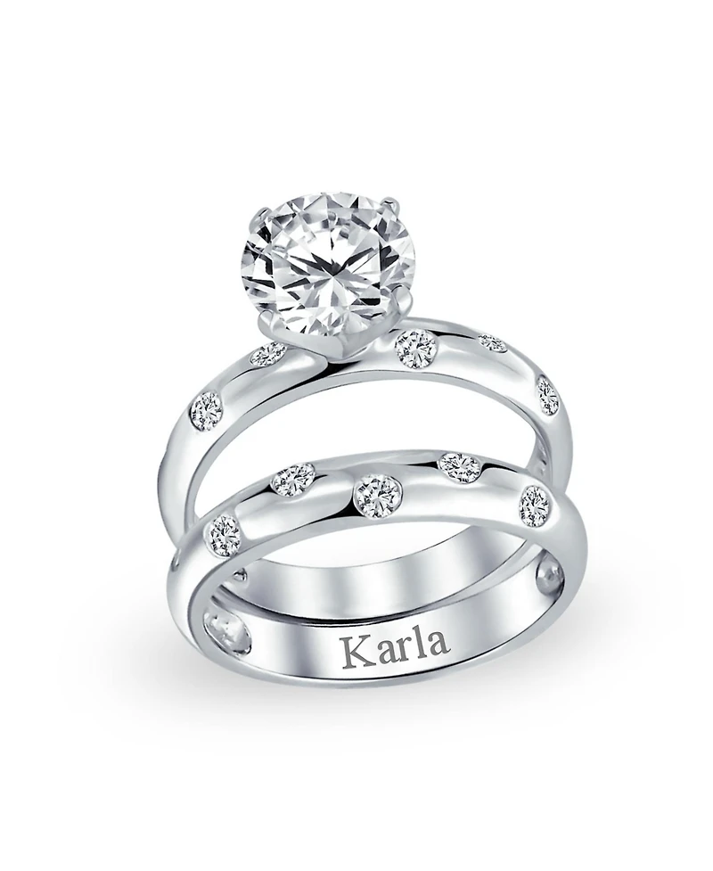 Bling Jewelry Etoile Cubic Zirconia 2CTW Cz Band Ring Set .925 Sterling Silver