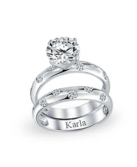 Bling Jewelry Etoile Cubic Zirconia 2CTW Cz Band Ring Set .925 Sterling Silver