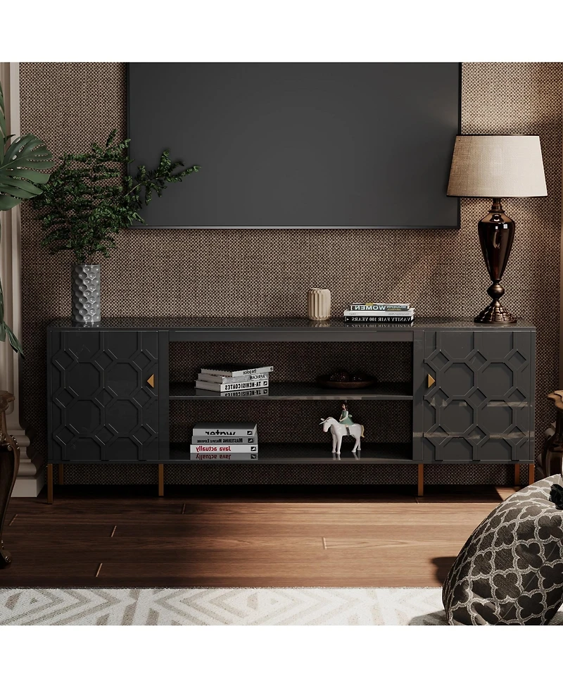 Versatile Tv Stand with Elegant Honeycomb Design and Ample Storage