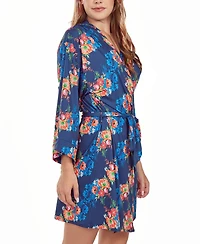 iCollection Women's Floral Microfiber Robe