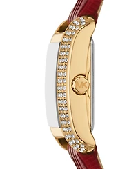 Michael Kors Women's Emery Three-Hand Red Leather Watch 22mm and Bracelet Cny Gift Set