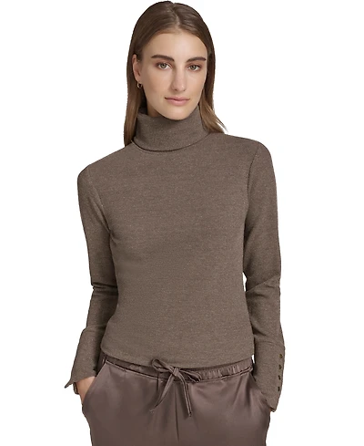 Andrew Marc Sport Women's Metallic Ribbed Turtleneck Top