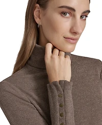 Andrew Marc Sport Women's Metallic Ribbed Turtleneck Top