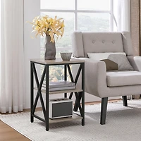 Yaheetech 3-Tier Side End Table with Shelf, X-Shaped Coffee Snack