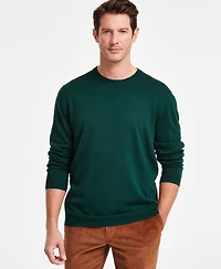 Club Room Men's Solid Crew Neck Merino Wool Blend Sweater, Created for Macy's