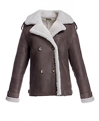 Julia & Stella by Maximilian Women's Shearling Pea Jacket