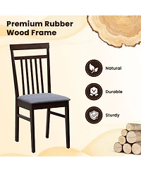 Gymax Upholstered Dining Chair Set of 4 Kitchen Armless Padded w/ Slanted Backrest