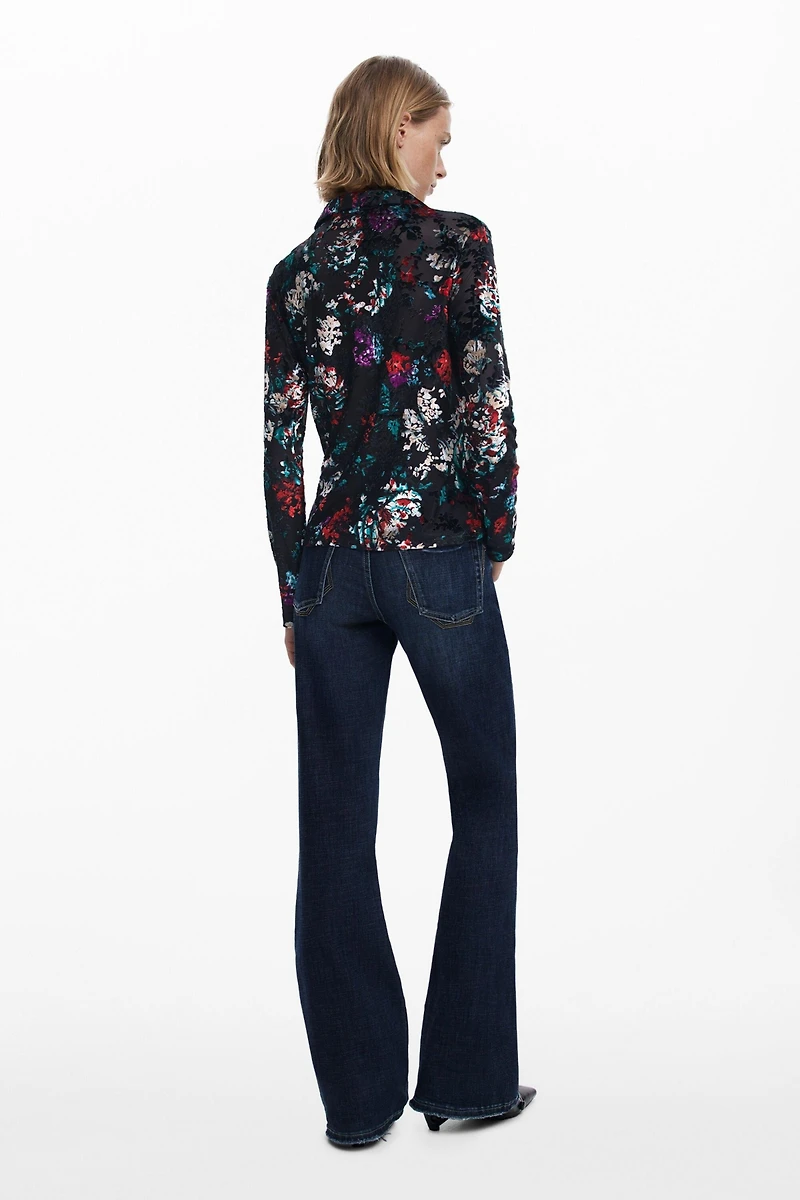 Desigual Women's Buttoned floral tulle T-shirt