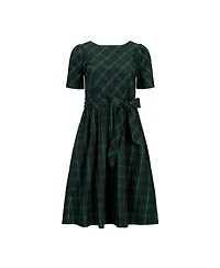 Hope & Henry Women's Organic Short Sleeve Holiday Dress with Waist Sash
