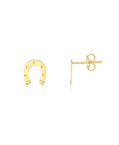 The Lovery Gold Horseshoe Stud Earrings 14K Gold