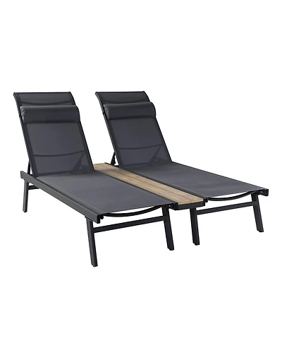 Hulala Home Romy Modern 76”Long Reclining Chaise Lounge Set (Set of 2) with Metal Legs