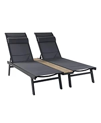 Hulala Home Romy Modern 76”Long Reclining Chaise Lounge Set (Set of 2) with Metal Legs
