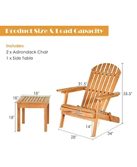 Vebreda 3 Pieces Adirondack Conversation Sets with Widened Armrest