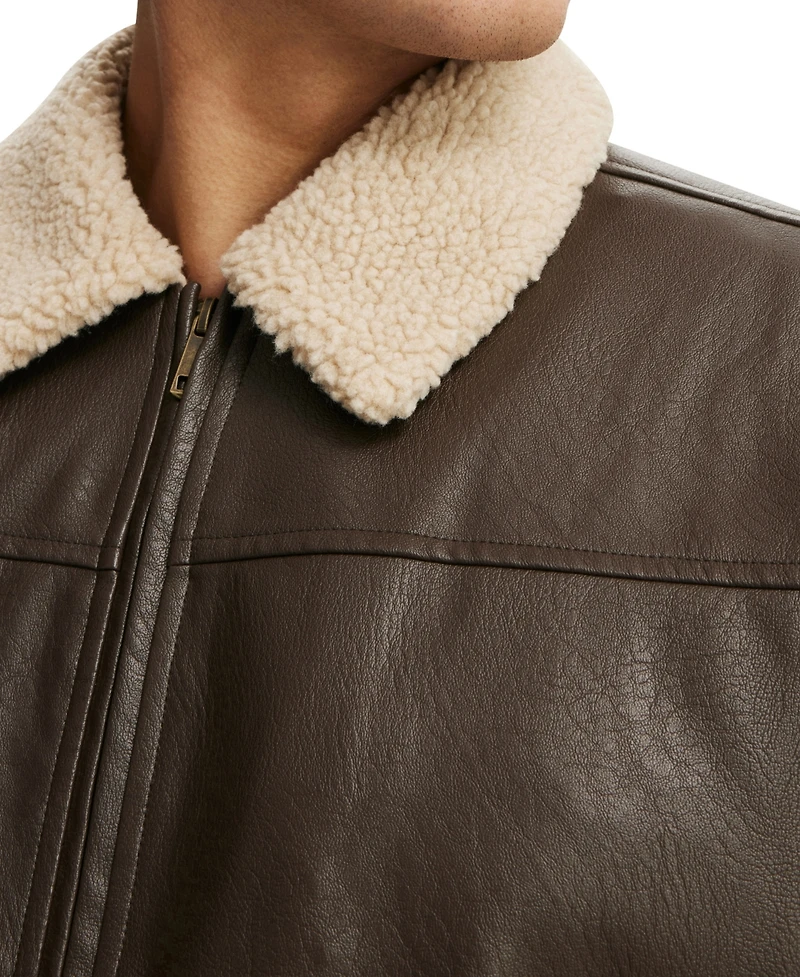 Cotton On Men's Artificial Leather Flight Jacket