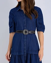 Sam Edelman Women's Western Concho Scalloped Belt