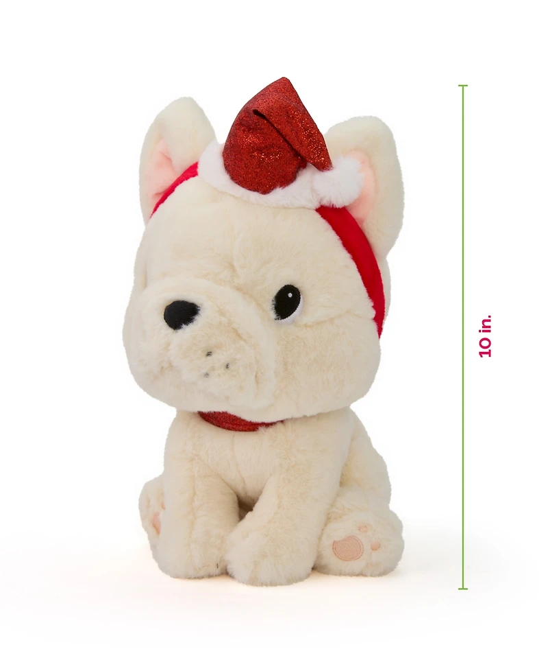 Geoffrey's Toy Box 10" French Bulldog with Christmas Hat Plush Toy, Created for Macy's