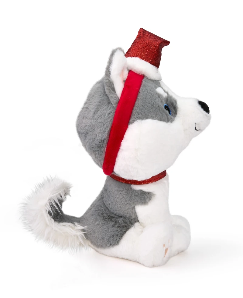 Geoffrey's Toy Box 10" Husky with Christmas Hat Plush Toy, Created for Macy's