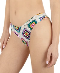 Hurley Juniors' Crochet Diamonds Printed Bikini Bottoms