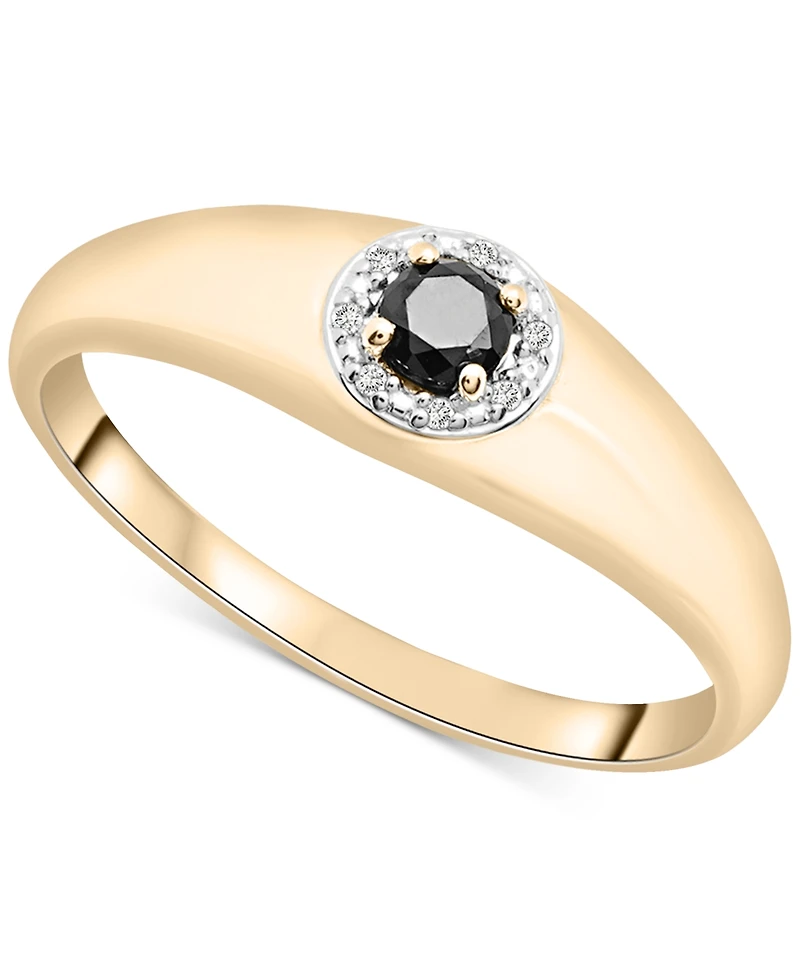 2-Pc. Set Onyx & Diamond Accent Ring & Matching Small Hoop Earrings in 14k Gold-Plated Sterling Silver