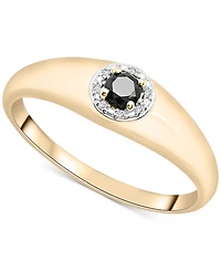 2-Pc. Set Onyx & Diamond Accent Ring & Matching Small Hoop Earrings in 14k Gold-Plated Sterling Silver