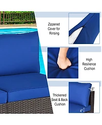 Sugift 2 Pieces Patio Rattan Armless Sofa Set with 2 Cushions and 2 Pillows