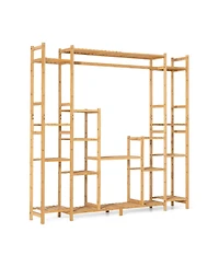 Skonyon 9-Tier Bamboo Plant Stand with Hanging Rack