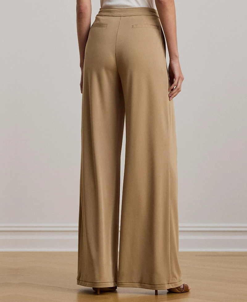 Lauren Ralph Women's Pleated Stretch Jersey Wide-Leg Pants, Regular & Petite