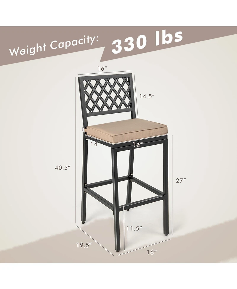 Sugift Set of 2 Patio Bar Chairs with Detachable Cushion and Footrest