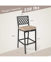 Sugift Set of 2 Patio Bar Chairs with Detachable Cushion and Footrest