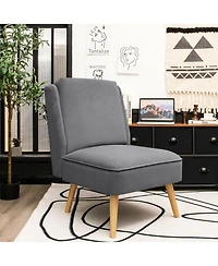 Inolait Velvet Accent Armless Side Chair with Rubber Wood Legs for Bedroom