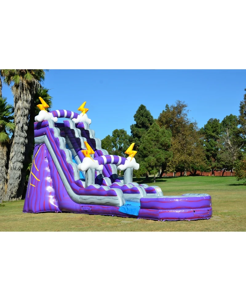 JumpOrange 19 Thunder Commercial Grade Water Slide with Splash Pool for Kids and Adults (with Blower), Outdoor Indoor, Wet Dry Use, Tall Inflatable