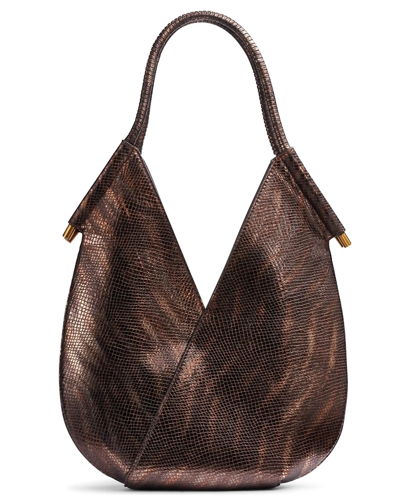 Donna Karan New York Baldwin Mini Metallic Snake Shoulder with Leather Wrapped Rounded Handle