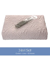 Awesome Home Starburst Water Repellent Crinkle Shower Curtain with Snap-in Liner and Hooks Set, 71"X72"