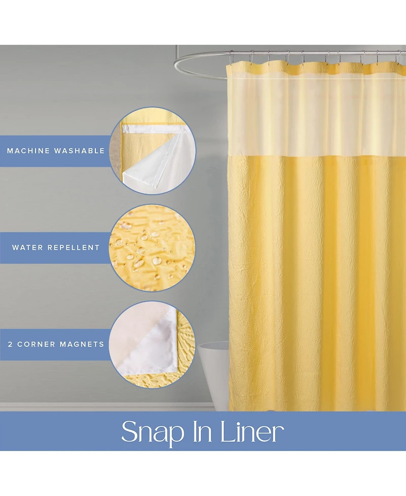 Awesome Home Starburst Water Repellent Crinkle Shower Curtain with Snap-in Liner and Hooks Set, 71"X72"