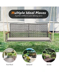 Sugift 2-Person Patio Wicker Hanging Swing Chair