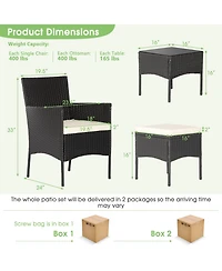 8 Pieces Patio Wicker Conversation Set with 2 Coffee Tables and 2 Ottomans