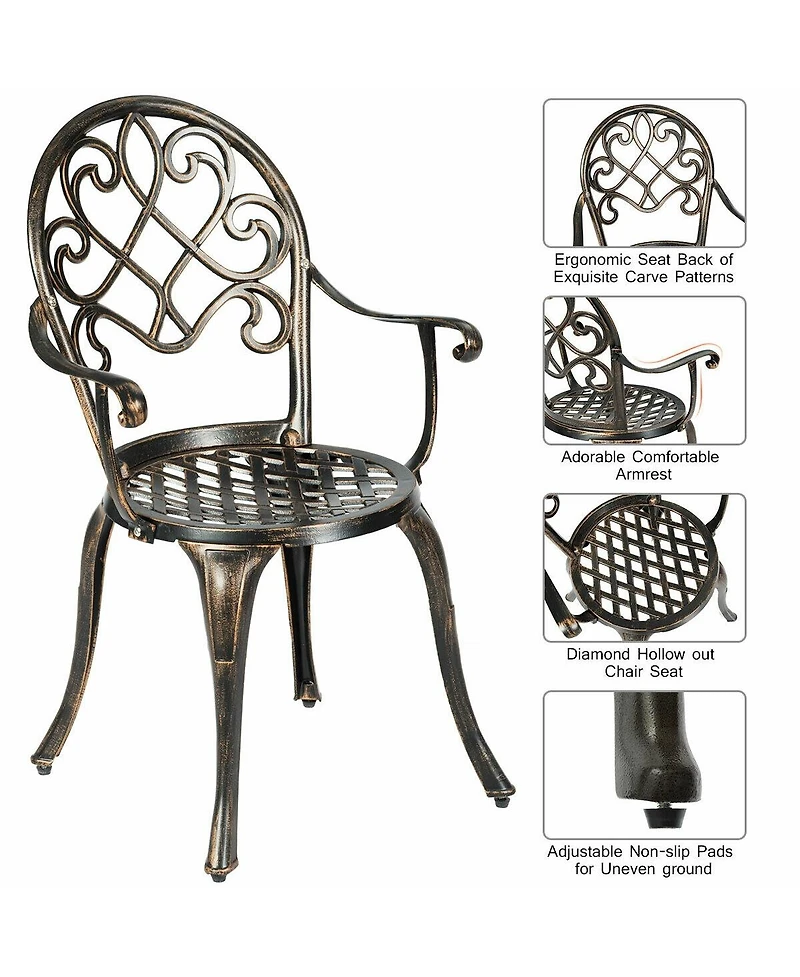 Sugift 3 Pieces Outdoor Set Patio Bistro with Attached Removable Ice Bucket