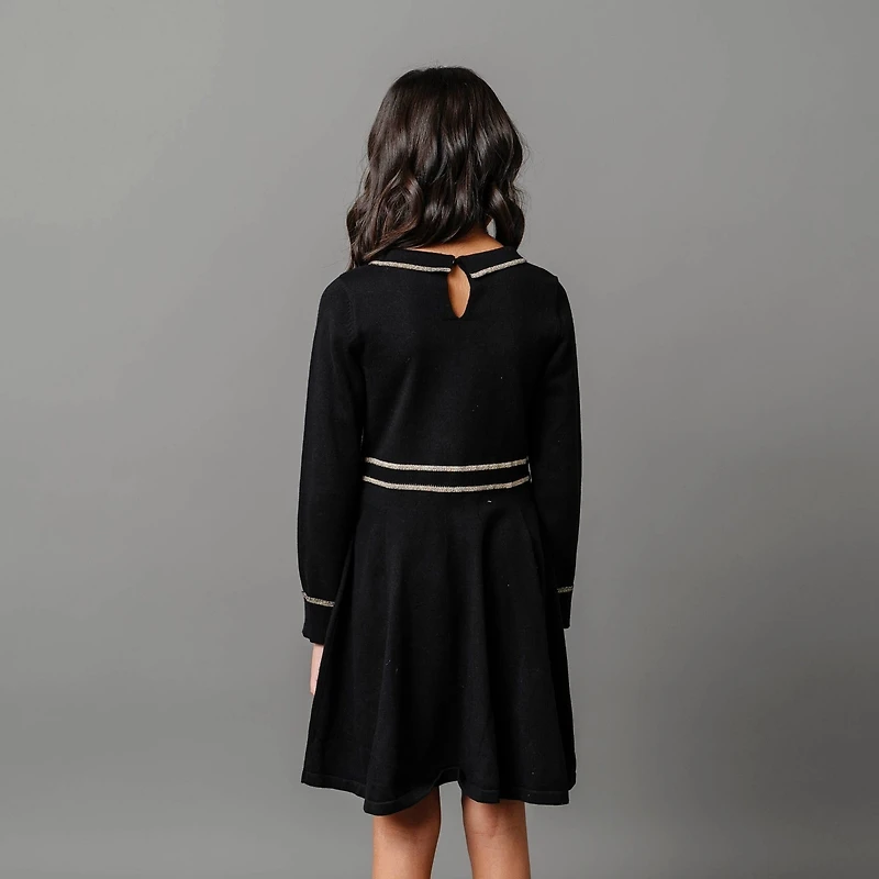 Hope & Henry Toddler Girls Long Sleeve Ruffle Collar Sweater Dress
