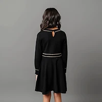 Hope & Henry Toddler Girls Long Sleeve Ruffle Collar Sweater Dress