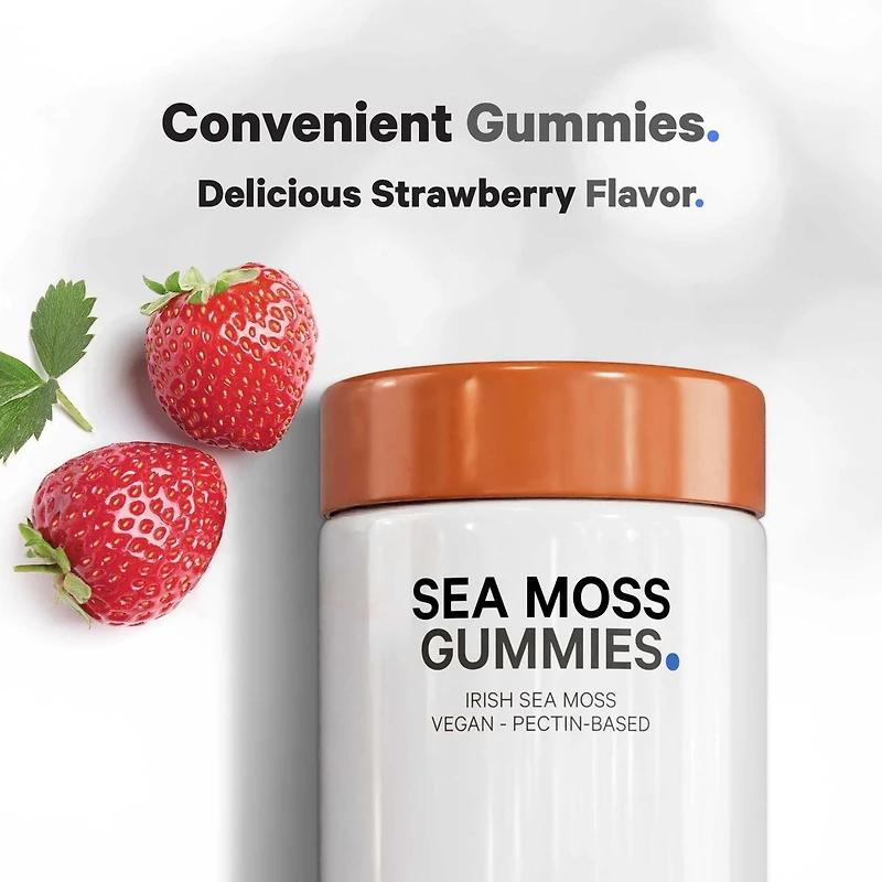 Codeage Irish Sea Moss Gummies Supplement - 300mg Irish Sea Moss Extract Equivalent to 3,000mg of Raw Sea Moss Powder - Delicious Strawberry Flavor
