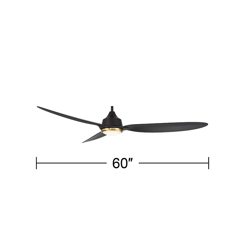 Casa Vieja 60" Revere Indoor Outdoor Ceiling Fan 3 Blade Customize Led Remote Control Matte Black Finish Bedroom Patio Damp Rated