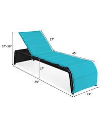 Inolait Adjustable Patio Rattan Lounge Chair with Cushioned