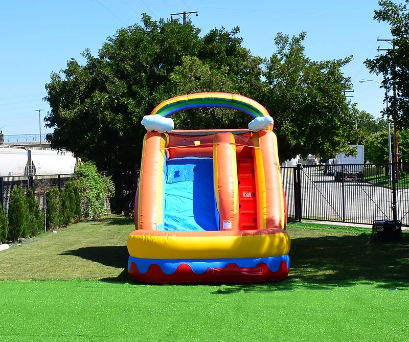 JumpOrange Commercial Grade Inflatable 14' Rainbow Cloud Xtreme Party Water Slide, 100% Pvc Vinyl With Air Blower