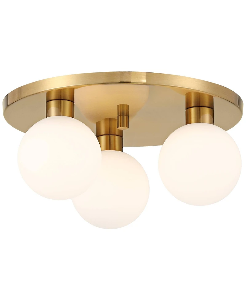 Possini Euro Design Katalin 12 1/4" Modern Semi Flush-Mount Ceiling Light Fixture Kitchen Foyer Round 3-Light Led Gold Finish