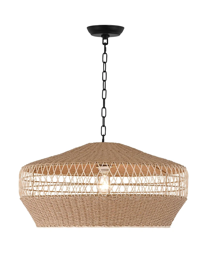 Regency Hill Matias 24 1/2" Modern Pendant Ceiling Light Fixture Dining Room Over Table Kitchen Island Hanging Brown Vine and Rope